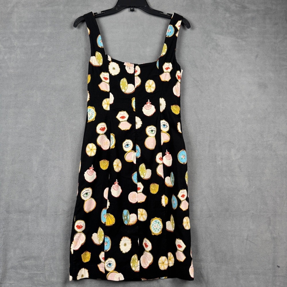 Maeve Anthropologie Danielle Kroll Makeup Compact Print Sheath Dress Black S - Picture 9 of 9